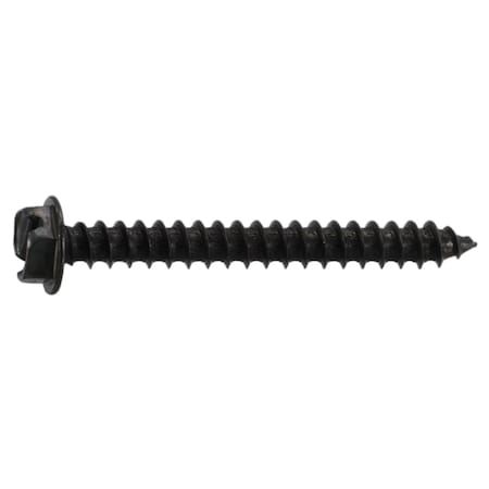 Midwest Fastener Sheet Metal Screw, #8 x 1-1/2 in, Black Oxide Steel Flange Hex Head Slotted Drive, 10 PK 39571